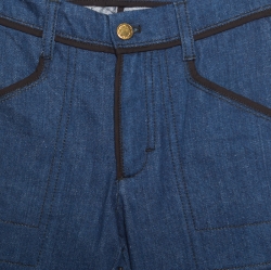 Louis Vuitton Indigo Dark Wash Contrast Piping Boot Cut Denim Jeans S