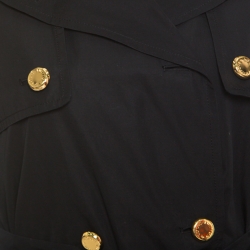 Louis Vuitton Black Cotton Detachable Sleeve Detail Belted Trench Coat Dress S