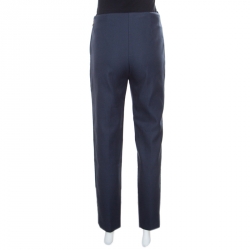 Louis Vuitton Black and Blue Patterened Jacquard Tailored Pants M