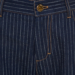 Pre Owned Louis Vuitton Indigo Striped Denim Straight Fit Jeans M