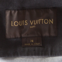 Louis Vuitton Black Washed Effect Denim Monogram Embroidered Collarless Jacket M