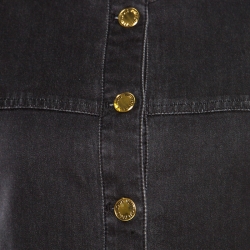 Louis Vuitton Black Washed Effect Denim Monogram Embroidered Collarless Jacket M