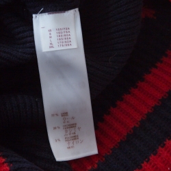 Pre Owned Louis Vuitton Navy Blue Wool and Cashmere Contrast Trim Detail Boat Neck Dress L