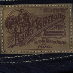 Pre Owned Louis Vuitton Indigo Lurex Detail Dark Wash Low Rise Denim Jeans M