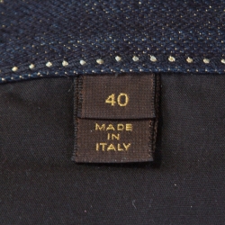 Pre Owned Louis Vuitton Indigo Lurex Detail Dark Wash Low Rise Denim Jeans M