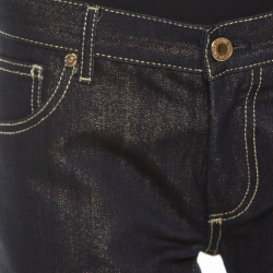 Pre Owned Louis Vuitton Indigo Lurex Detail Dark Wash Low Rise Denim Jeans M