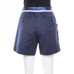 Louis Vuitton Navy Blue Cotton Logo Button Detail Mini Skort M