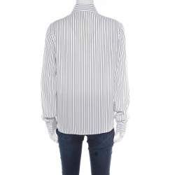 Pre Owned Louis Vuitton Uniformes Monochrome Striped Long Sleeve Blouse S
