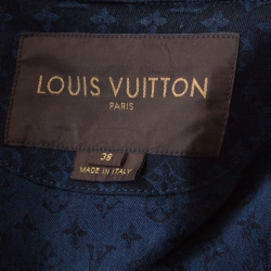 Louis Vuitton Indigo Dark Wash Denim Monogram Contrast Leather Trim Jacket M