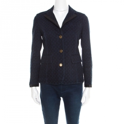 Louis Vuitton Indigo Dark Wash Denim Monogram Contrast Leather Trim Jacket M
