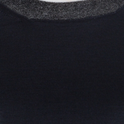 Louis Vuitton Navy Blue Silk and Cotton Knit Crew Neck Crop Top L
