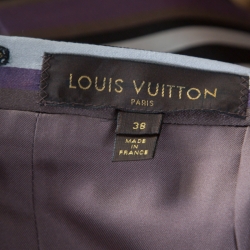 Louis Vuitton Black and Violet Silk Striped Mini Skirt M 