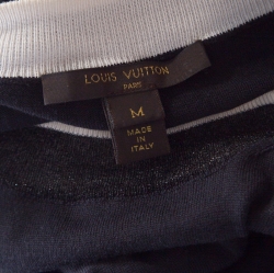 Louis Vuitton Black Cotton Silk Elasticized Waist Crew Neck Dress M