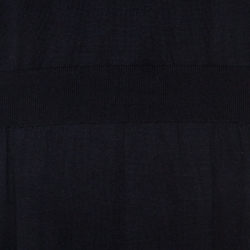 Louis Vuitton Black Cotton Silk Elasticized Waist Crew Neck Dress M