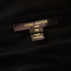 Louis Vuitton Black Stretch Knit Belted Short Sleeve Dress S
