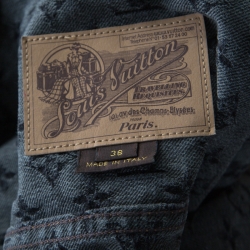 Louis Vuitton Dark Grey Monogrammed Denim Velvet Collar Detail Jacket M