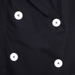 Louis Vuitton Black Silk Wool Double Breasted Blazer M