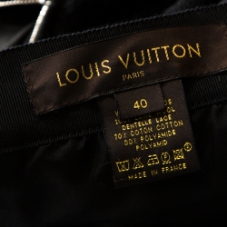 Louis Vuitton Black Lace Textured Dart Detail Pencil Skirt M 