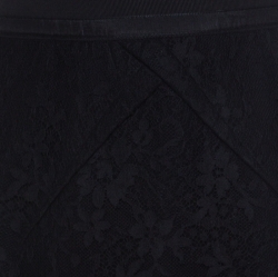 Louis Vuitton Black Lace Textured Dart Detail Pencil Skirt M 