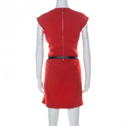 Louis Vuitton Red Crepe Sleeveless Belted Dress M