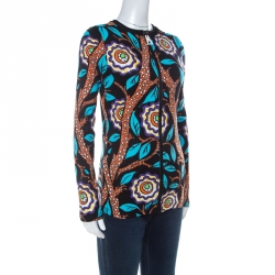Louis Vuitton Multicolor Abstract Print Stretch Cotton Zip Front Cardigan M