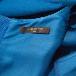 Louis Vuitton Cobalt Blue Crepe Overlay Bodice Shift Dress L