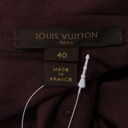 Louis Vuitton Burgundy Knit Draped Neck Back Tie Detail Top M