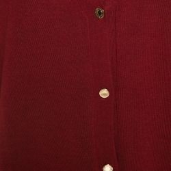 Louis Vuitton Red Cashmere and Silk Knit Button Front Cardigan XL