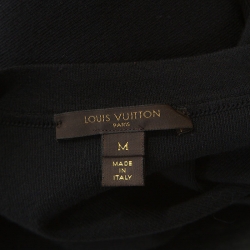 Pre Owned Louis Vuitton Black Stretch Cotton Sequinned Waist Flap Detail Top M