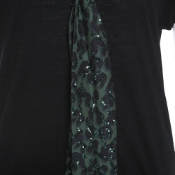 Louis Vuitton Bicolor Wool and Silk Sequinned Scarf Detail Top M  