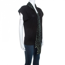 Louis Vuitton Bicolor Wool and Silk Sequinned Scarf Detail Top M  