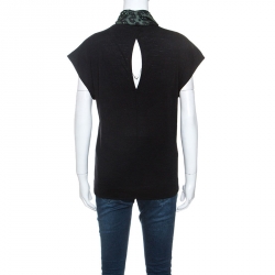Louis Vuitton Bicolor Wool and Silk Sequinned Scarf Detail Top M  
