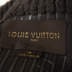 Louis Vuitton Brown Striped Lambskin Shearling Double Breasted Coat M