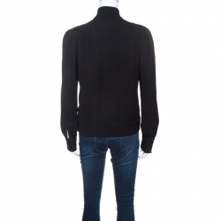 Louis Vuitton Black Silk Crepe Beaded Zip Pull Detail Jacket M