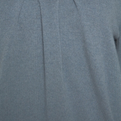 Louis Vuitton Grey Cashmere Twisted Collar Detail Short Sleeve Sweater M
