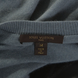 Louis Vuitton Grey Cashmere Twisted Collar Detail Short Sleeve Sweater M