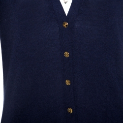 Pre Owned Louis Vuitton Navy Blue Knit Button Front Cardigan S