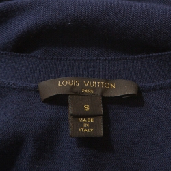 Pre Owned Louis Vuitton Navy Blue Knit Button Front Cardigan S