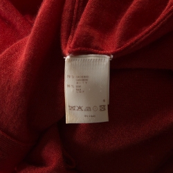 Louis Vuitton Brick Red Cashmere Button Front High Collar Sweater XS