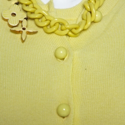 Louis Vuitton Yellow Cashmere Knit Chain Detail Top Cardigan Set S
