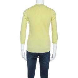 Louis Vuitton Yellow Cashmere Knit Chain Detail Top Cardigan Set S