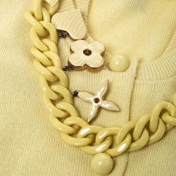 Louis Vuitton Yellow Cashmere Knit Chain Detail Top Cardigan Set S