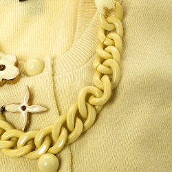 Louis Vuitton Yellow Cashmere Knit Chain Detail Top Cardigan Set S