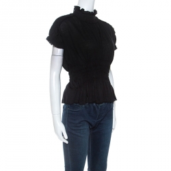 Louis Vuitton Black Cashmere Smock Detail Zip Front S