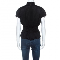 Louis Vuitton Black Cashmere Smock Detail Zip Front S