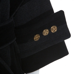 Pre Owned Louis Vuitton Charcoal Grey Striped Wool Coat M 