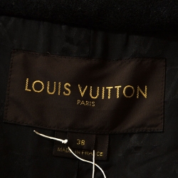 Pre Owned Louis Vuitton Charcoal Grey Striped Wool Coat M 