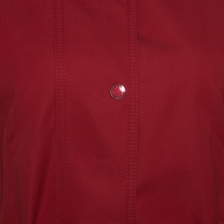 Louis Vuitton Red Gabardine Belted Front Button Coat M