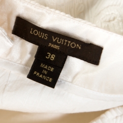 Louis Vuitton White Embossed Jacquard Button Detail Blouse M