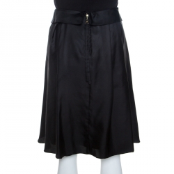 Louis Vuitton Black Silk Flared Skirt M